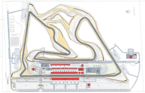 Sådan er oversigtstegningen over banen - der køres med uret!
(Foto: Bahrain International Circuit)